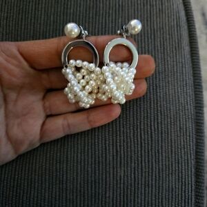 Chic Silver and Pearl Drop Earrings